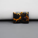 Kingman Black Buffalo Copper Composite Rectangle Cabochon Pair 15x11x3mm 14ct - black stone with bright copper veins - Pedra Gems