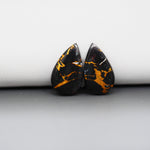 Kingman Black Buffalo Copper Composite Pear Cabochon Pair 19x11x3mm 10.5ct - black stone with bright copper veins - Pedra Gems