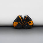 Kingman Black Buffalo Copper Composite Freeform Cabochon Pair 18x13x3mm 12ct - black stone with bright copper veins - Pedra Gems