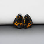 Kingman Black Buffalo Copper Composite Freeform Cabochon Pair 17x11x3mm 10ct - black stone with bright copper veins - Pedra Gems
