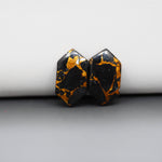 Kingman Black Buffalo Copper Composite Hexagon Cabochon Pair 15x10x4mm 13ct - black stone with bright copper veins - Pedra Gems