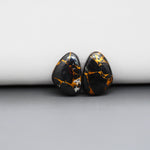 Kingman Black Buffalo Copper Composite Freeform Cabochon Pair 16x11x3mm 10ct - black stone with bright copper veins - Pedra Gems