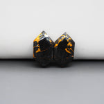 Kingman Black Buffalo Copper Composite Hexagon Cabochon Pair 19x11x3mm 13ct - black stone with bright copper veins - Pedra Gems