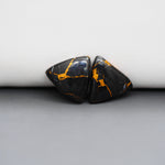 Kingman Black Buffalo Copper Composite Trillion Cabochon Pair 16x15x3mm 12ct - black stone with bright copper veins - Pedra Gems