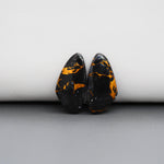 Kingman Black Buffalo Copper Composite Freeform Cabochon Pair 20x10x3mm 10.5ct - black stone with bright copper veins - Pedra Gems