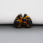 Kingman Black Buffalo Copper Composite Pear Cabochon Pair 20x12x3mm 13ct - black stone with bright copper veins - Pedra Gems