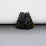 Kingman Black Buffalo Copper Composite Trapezoid Cabochon Pair 21x12x3mm 15ct - black stone with bright copper veins - Pedra Gems