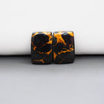 Kingman Black Buffalo Copper Composite Cushion Cabochon Pair 18x11x3mm 16.5ct - black stone with bright copper veins - Pedra Gems