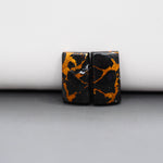 Kingman Black Buffalo Copper Composite Baguette Cabochon Pair 18x9x4mm 14ct - black stone with bright copper veins - Pedra Gems