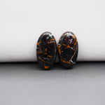 Kingman Black Buffalo Copper Composite Oval Cabochon Pair 20x11x3mm 14ct - black stone with bright copper veins - Pedra Gems