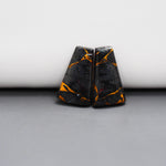 Kingman Black Buffalo Copper Composite Trapezoid Cabochon Pair 20x12x3mm 13ct - black stone with bright copper veins - Pedra Gems