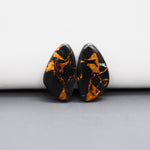 Kingman Black Buffalo Copper Composite Freeform Cabochon Pair 21x12x3mm 13.5ct - black stone with bright copper veins - Pedra Gems