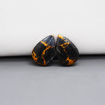 Kingman Black Buffalo Copper Composite Pear Cabochon Pair 17x11x3mm 12ct - black stone with bright copper veins - Pedra Gems