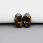 Kingman Black Buffalo Copper Composite Oval Cabochon Pair 18x11x3mm 12ct - black stone with bright copper veins - Pedra Gems