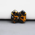 Kingman Black Buffalo Copper Composite Hexagon Cabochon Pair 20x11x3mm 15.5ct - black stone with bright copper veins - Pedra Gems