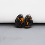 Kingman Black Buffalo Copper Composite Freeform Cabochon Pair 17x11x3mm 10ct - black stone with bright copper veins - Pedra Gems