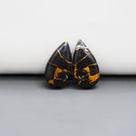 Kingman Black Buffalo Copper Composite Pear Cabochon Pair 20x11x3mm 13.5ct - black stone with bright copper veins - Pedra Gems