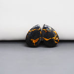 Kingman Black Buffalo Copper Composite Pear Cabochon Pair 20x13x3mm 12.5ct - black stone with bright copper veins - Pedra Gems