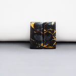 Kingman Black Buffalo Copper Composite Baguette Cabochon Pair 20x9x3mm 12.5ct - black stone with bright copper veins - Pedra Gems