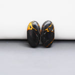 Kingman Black Buffalo Copper Composite Oval Cabochon Pair 20x10x3mm 13ct - black stone with bright copper veins - Pedra Gems