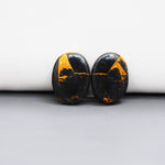 Kingman Black Buffalo Copper Composite Oval Cabochon Pair 16x12x3mm 14ct - black stone with bright copper veins - Pedra Gems
