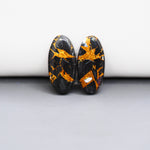 Kingman Black Buffalo Copper Composite Oval Cabochon Pair 21x10x3mm 10.5ct - black stone with bright copper veins - Pedra Gems