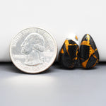 Kingman Black Buffalo Copper Composite Freeform Cabochon Pair 17x11x3mm 11ct - black stone with bright copper veins - Pedra Gems