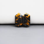 Kingman Black Buffalo Copper Composite Hexagon Cabochon Pair 19x10x3mm 12.5ct - black stone with bright copper veins - Pedra Gems