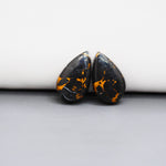 Kingman Black Buffalo Copper Composite Pear Cabochon Pair 19x11x3mm 13ct - black stone with bright copper veins - Pedra Gems