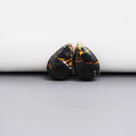Kingman Black Buffalo Copper Composite Pear Cabochon Pair 14x11x3mm 10.5ct - black stone with bright copper veins - Pedra Gems