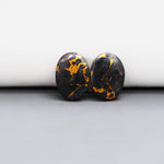 Kingman Black Buffalo Copper Composite Oval Cabochon Pair 15x11x3mm 10.5ct - black stone with bright copper veins - Pedra Gems