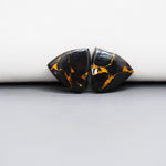 Kingman Black Buffalo Copper Composite Trillion Cabochon Pair 24x14x4mm 11.5ct - black stone with bright copper veins - Pedra Gems