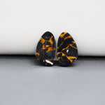 Kingman Black Buffalo Copper Composite Freeform Cabochon Pair 18x11x4mm 14ct - black stone with bright copper veins - Pedra Gems