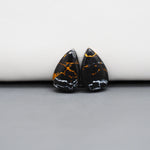 Kingman Black Buffalo Copper Composite Pear Cabochon Pair 17x10x3mm 8ct - black stone with bright copper veins - Pedra Gems