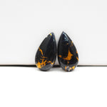 Kingman Black Buffalo Copper Composite Pear Cabochon Pair 20x11x6mm 13ct - black stone with bright copper veins - Pedra Gems