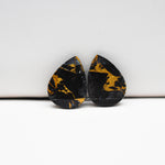 Kingman Black Buffalo Copper Composite Pear Cabochon Pair 18x11x3mm 12.5ct - black stone with bright copper veins - Pedra Gems