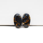Kingman Black Buffalo Copper Composite Oval Cabochon Pair 18x11x3mm 13.5ct - black stone with bright copper veins - Pedra Gems