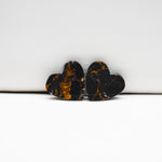Kingman Black Buffalo Copper Composite Heart Cabochon Pair 15x15x3mm 12ct - black stone with bright copper veins - Pedra Gems