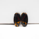 Kingman Black Buffalo Copper Composite Oval Cabochon Pair 18x9x3mm 10.5ct - black stone with bright copper veins - Pedra Gems