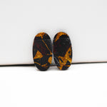 Kingman Black Buffalo Copper Composite Oval Cabochon Pair 18x9x3mm 10.5ct - black stone with bright copper veins - Pedra Gems