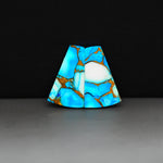 Kingman Ice Blue Dahlia Composite Trapezoid Cabochon Pair 21x12x3mm 14.5ct - icy blue and white stone with copper veining - Pedra Gems