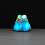 Kingman Ice Blue Dahlia Composite Trapezoid Cabochon Pair 18x10x3mm 10ct - icy blue and white stone with copper veining - Pedra Gems