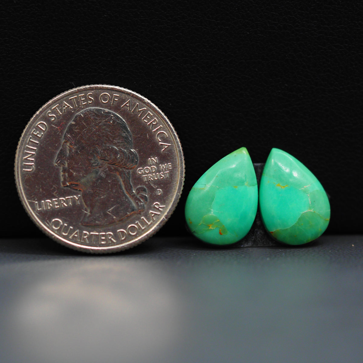 Mohave Mojave turquoise composite pair 15x10x3mm 6ct pear cabochon Kingman - photo 1