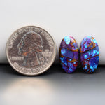 Stabilized Purple Mohave (Mojave) Turquoise oval cabochon pair 18x9x4mm 11ct - purple with blue Kingman turquoise nuggets - photo 1 - Pedra Gems.