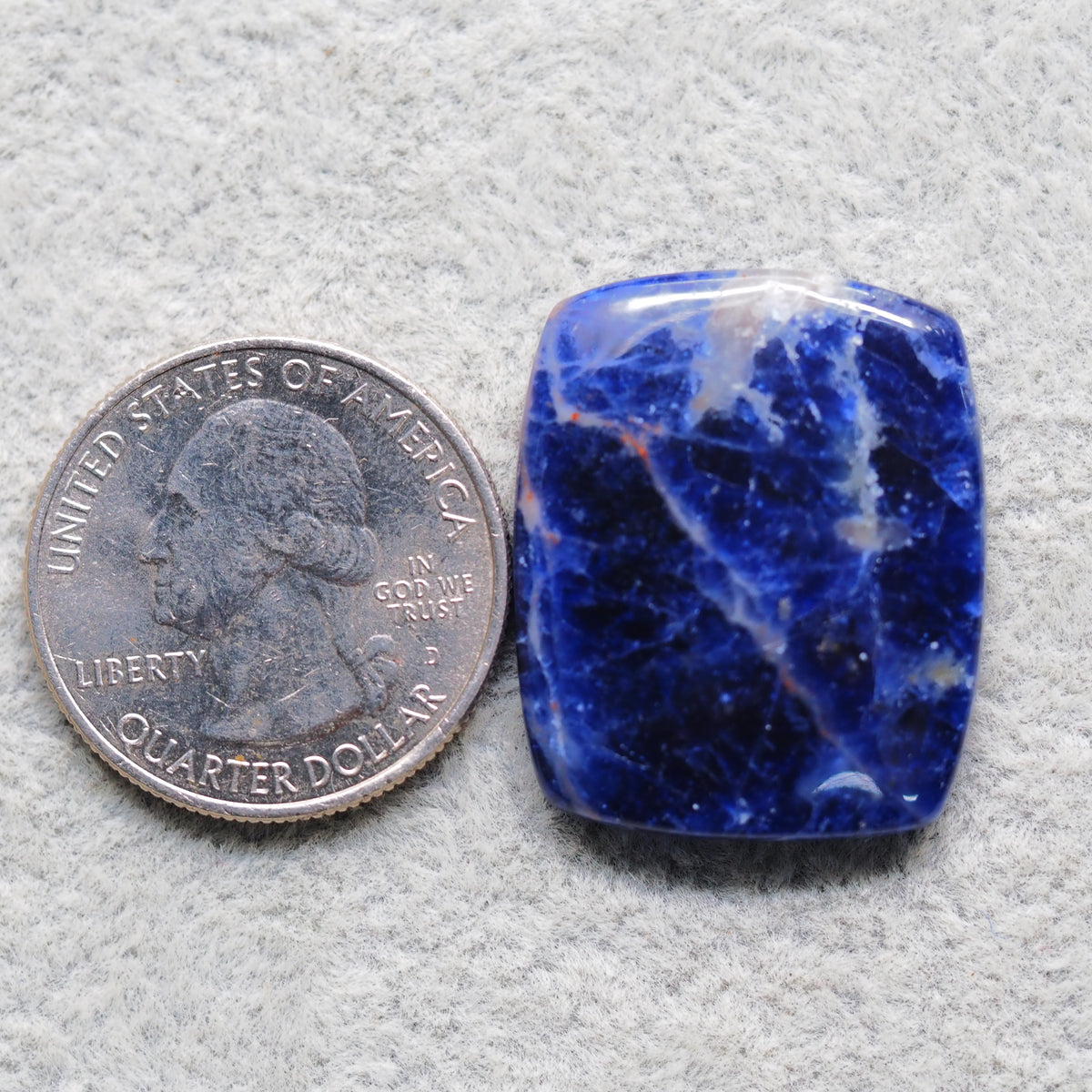 Natural Sodalite Cushion Cabochon 28x23mm 26ct - Royal Blue with White Calcite Veining - Pedra Gems