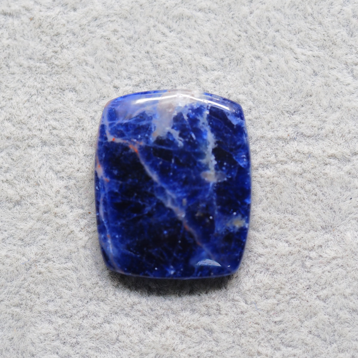 Natural Sodalite Cushion Cabochon 28x23mm 26ct - Royal Blue with White Calcite Veining - Pedra Gems