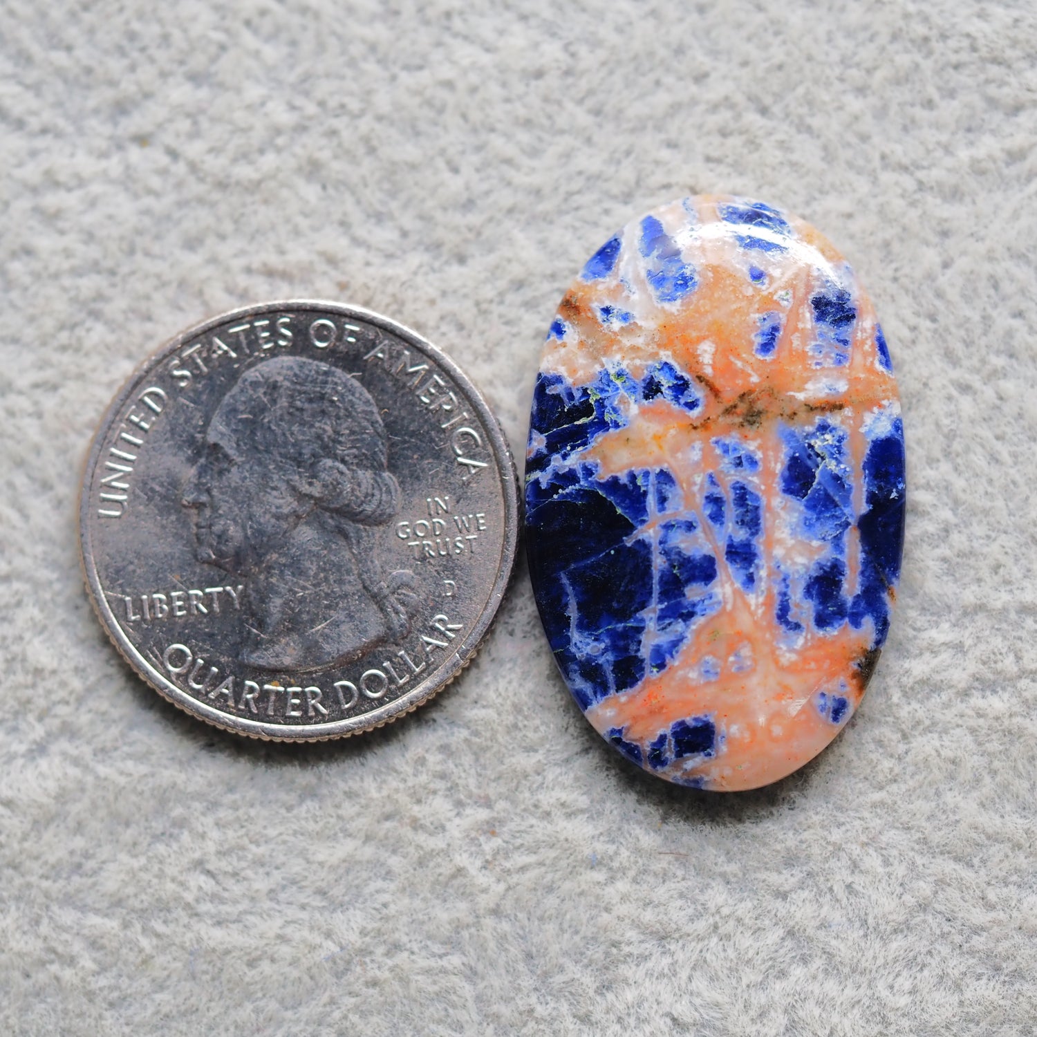 Natural Sodalite Oval Cabochon 32x21mm 21.5ct - Royal Blue with White Calcite Veining - Pedra Gems