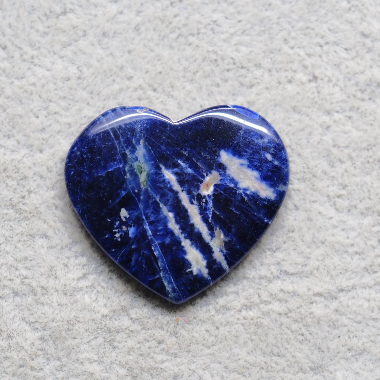 Natural Sodalite Heart Cabochon 28x32mm 29ct - Royal Blue with White Calcite Veining - Pedra Gems