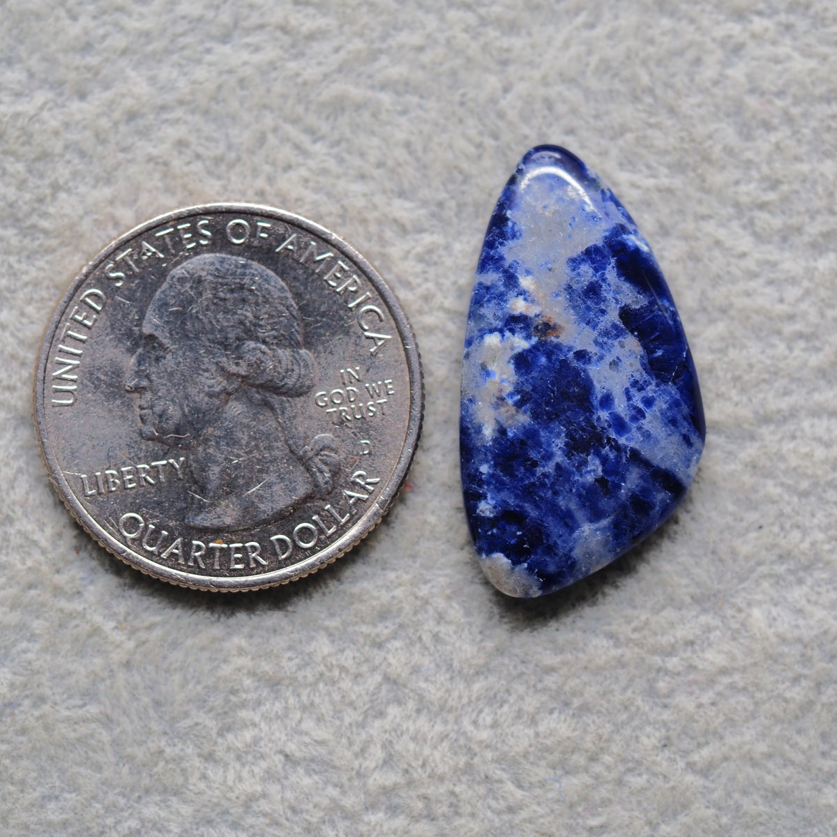 Natural Sodalite Pear Cabochon 28x15mm 12.5ct - Royal Blue with White Calcite Veining - Pedra Gems