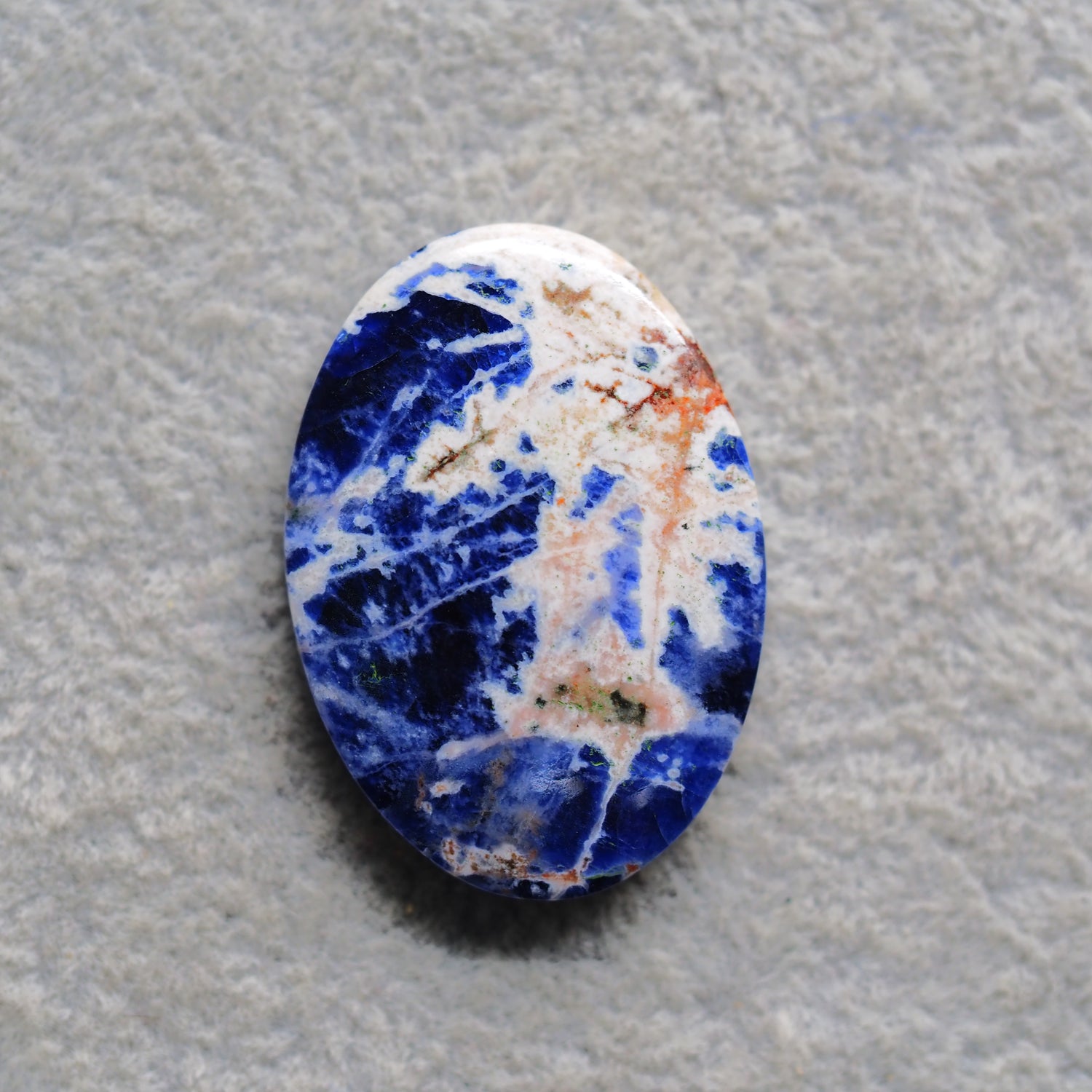 Natural Sodalite Oval Cabochon 31x22mm 24.5ct - Royal Blue with White Calcite Veining - Pedra Gems